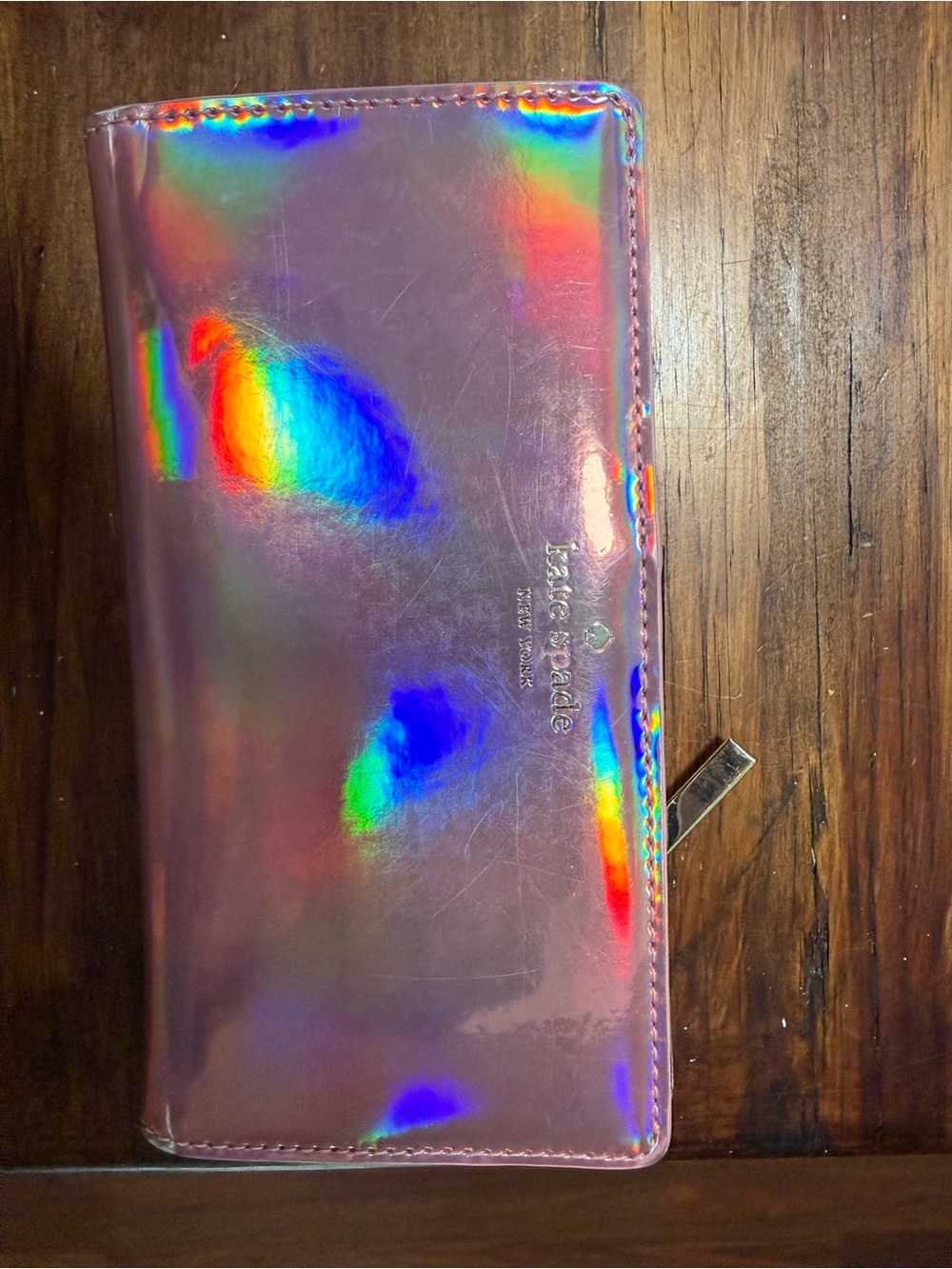 kate spade Holographic Pink Zip Wallet